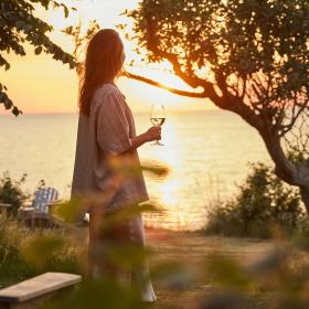 Havudsigt og solnedgang på Helenekilde Badehotel